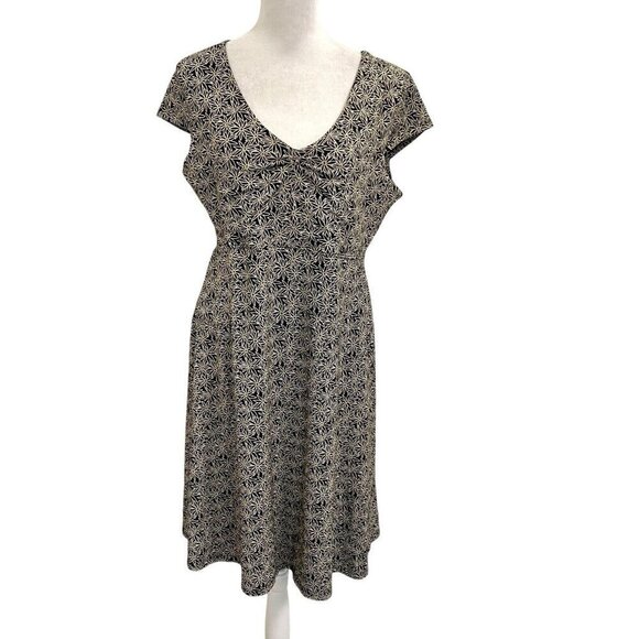 Toad & Co Daisy Floral A-Line Cap Sleeve Stretch Summer Dress size Large - Picture 1 of 9